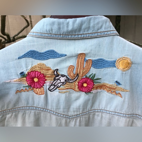 Spell Designs Route 66 Denim Chambray Shirt Jacket Size Large - Picture 3 of 9